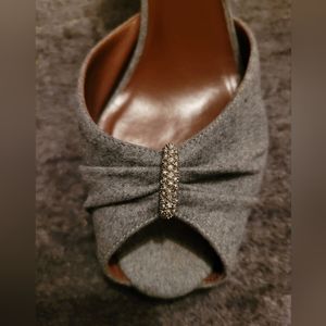 Ralph Lauren Carmella mid grey/cuoio Burnished heel with rhinestones